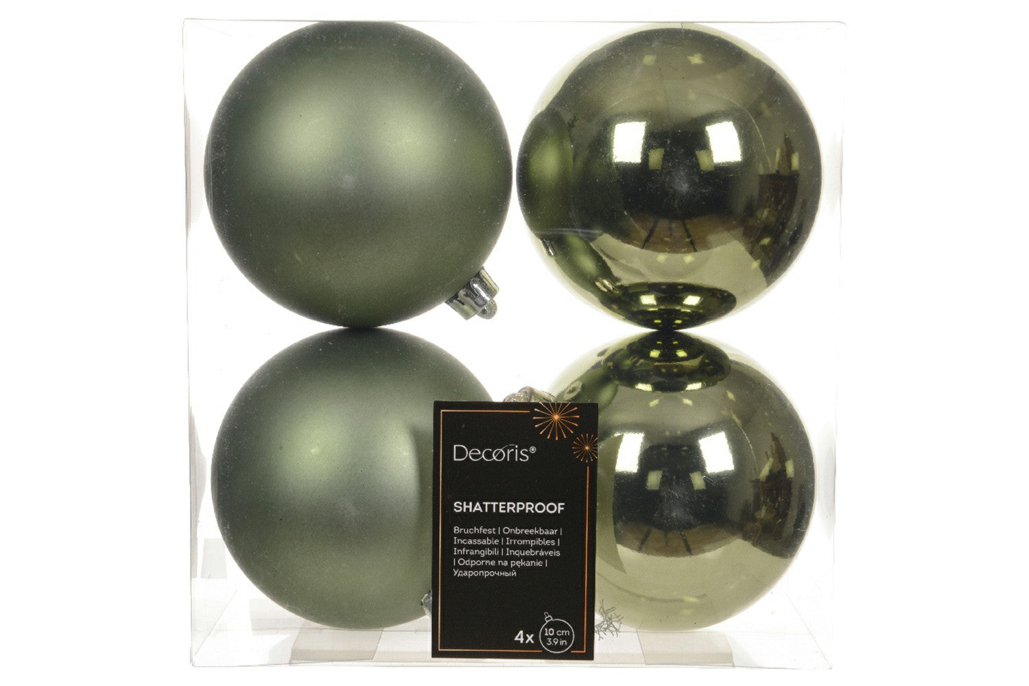 Christmas Decoration | Shatterproof Baubles | 10cm | Green | Pack of 4