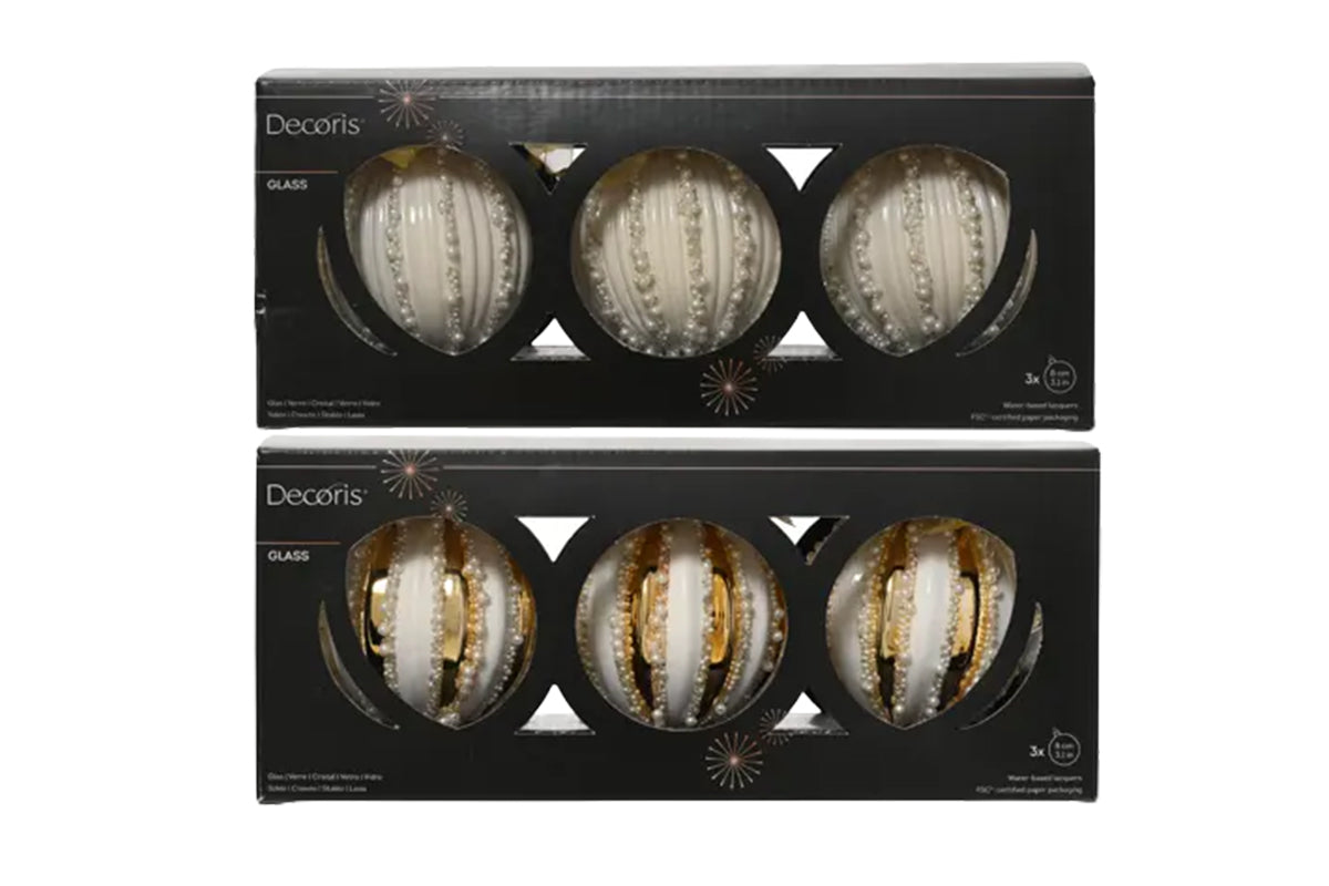 Kaemingk | Glass Baubles | Assorted | 8cm | 3 Pack-2