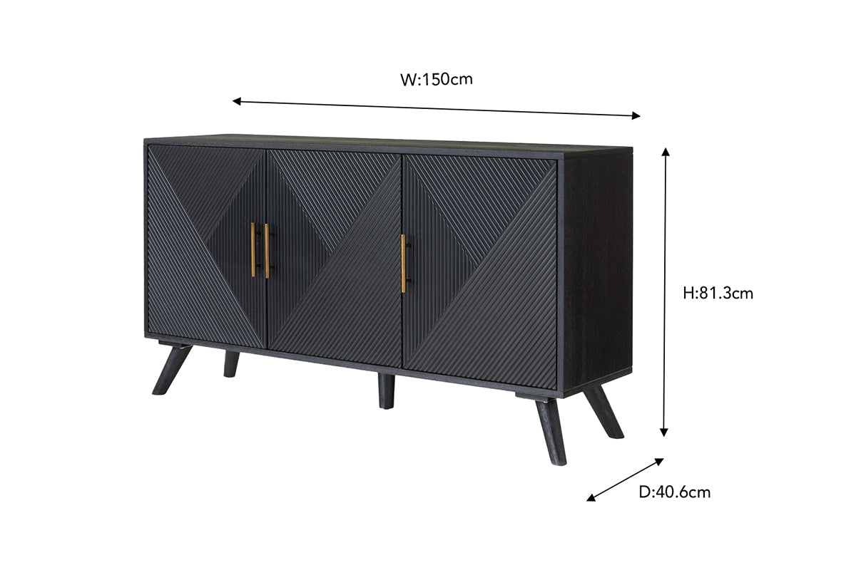 Ayda 3 Doors Sideboard | 150 cm | Wood | Black