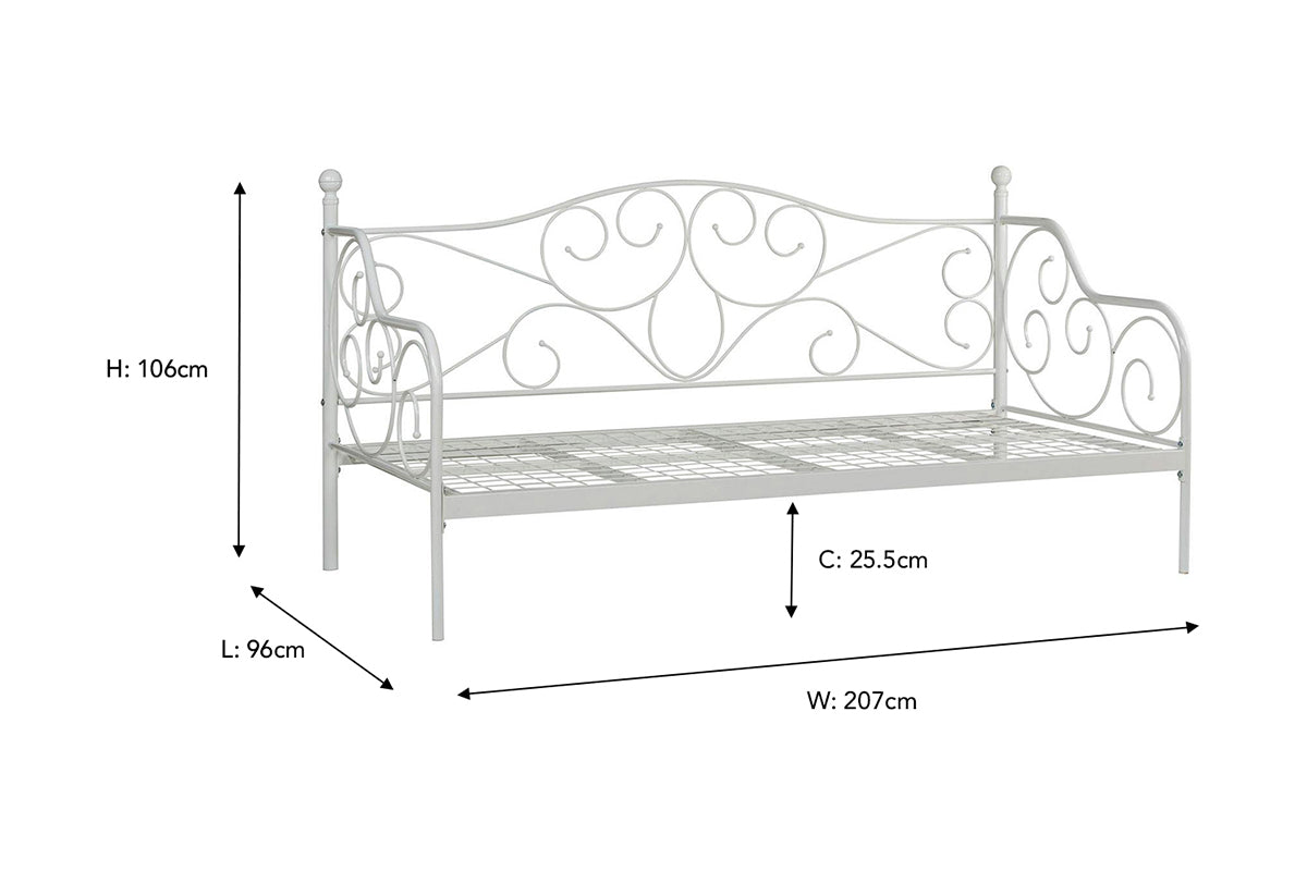 Kathrine Day Bed | Single | 3ft | White