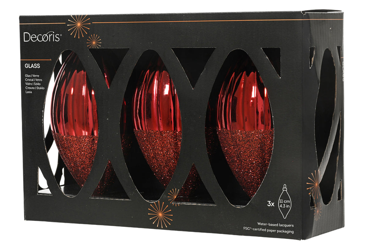 Christmas Decoration | Bauble | Oxblood Red | Pack of 3