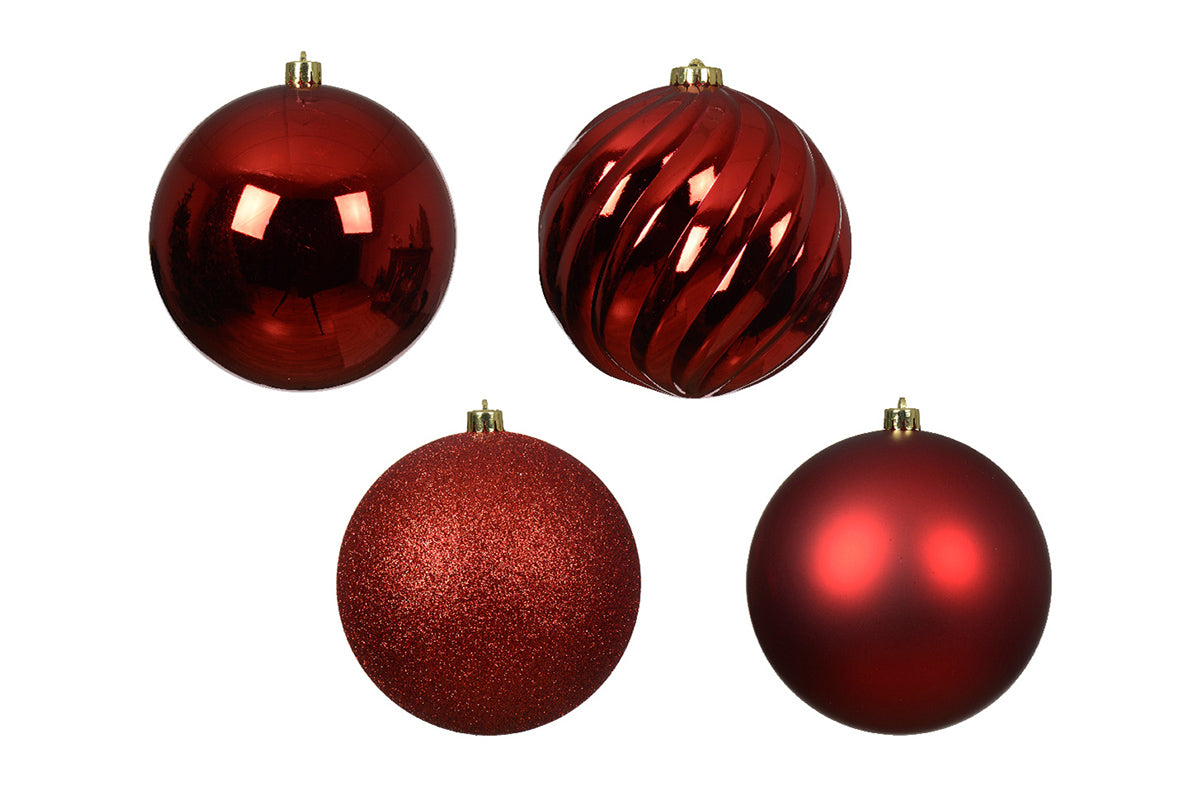 Christmas Decoration | Shatterproof Baubles | 14cm | Red | 4 Pack