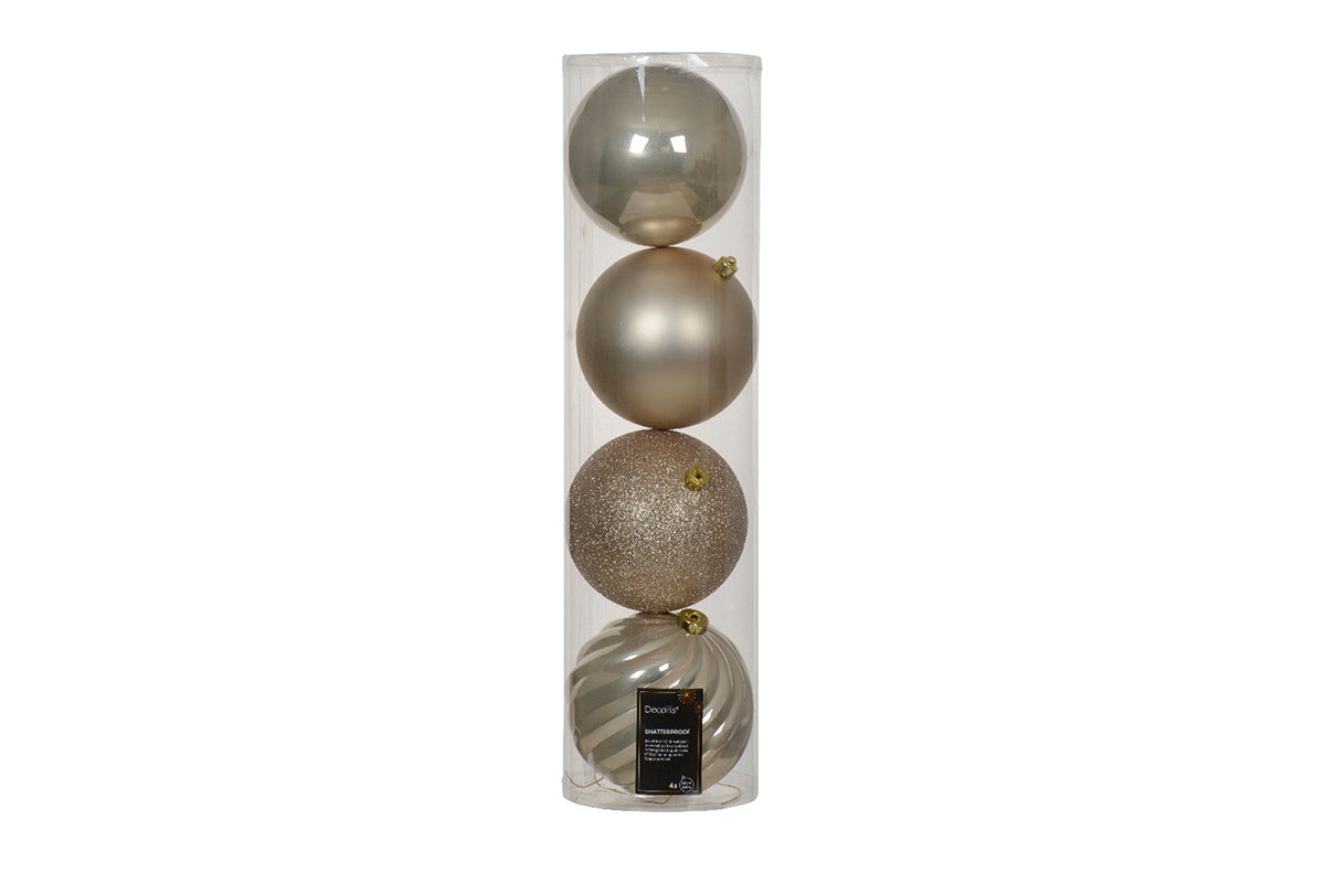 Christmas Decoration | Shatterproof Baubles | 14cm | Pearl | 4 Pack