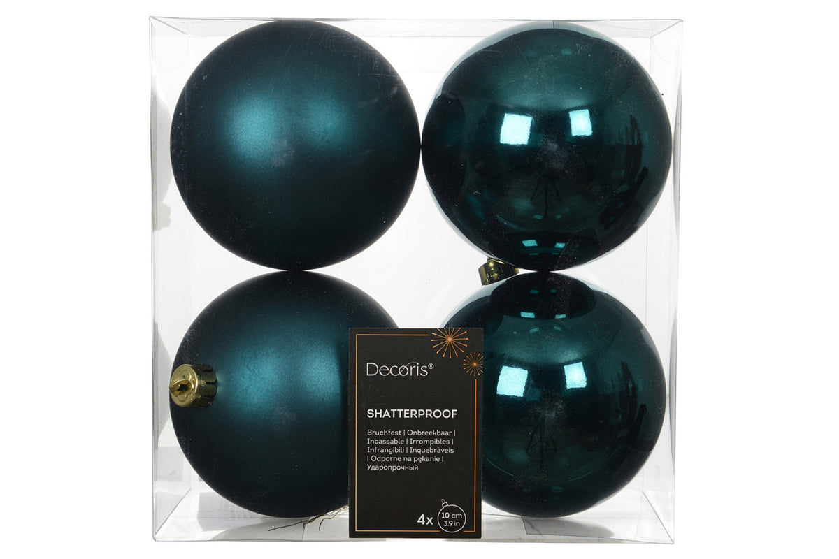 Christmas Decoration | Baubles | 10 cm | Emerald | Pack of 4