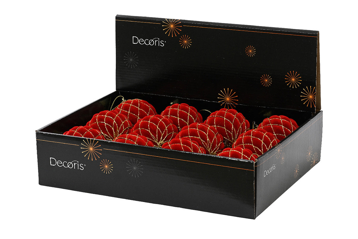 Christmas Decoration | Shatterproof Bauble | 8cm | Red/Gold