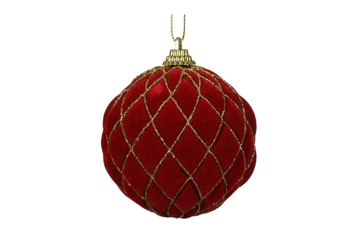 Christmas Decoration | Shatterproof Bauble | 8cm | Red/Gold