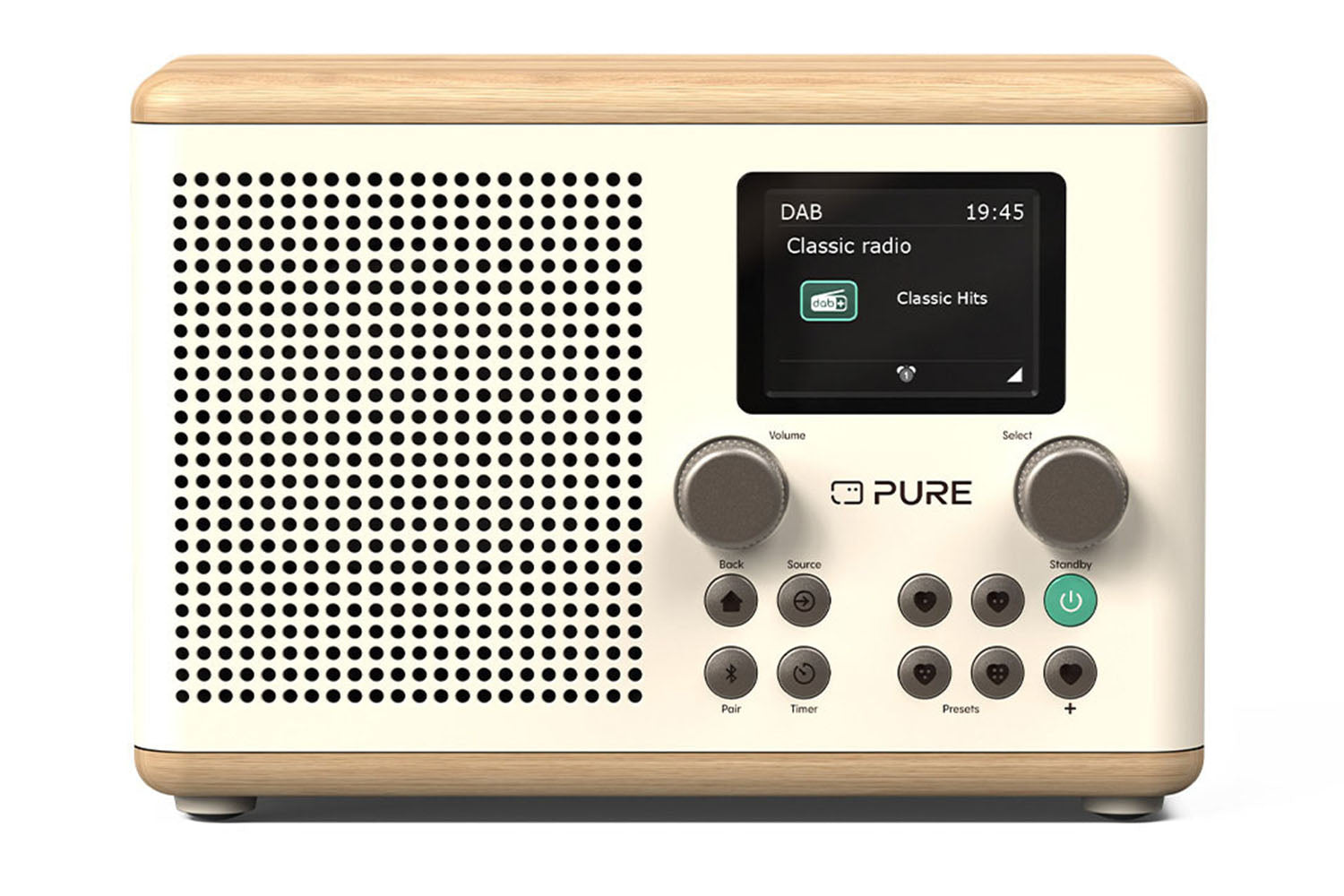 Pure-Audio Classic H4 Digital Radio | Cotton White/Oak