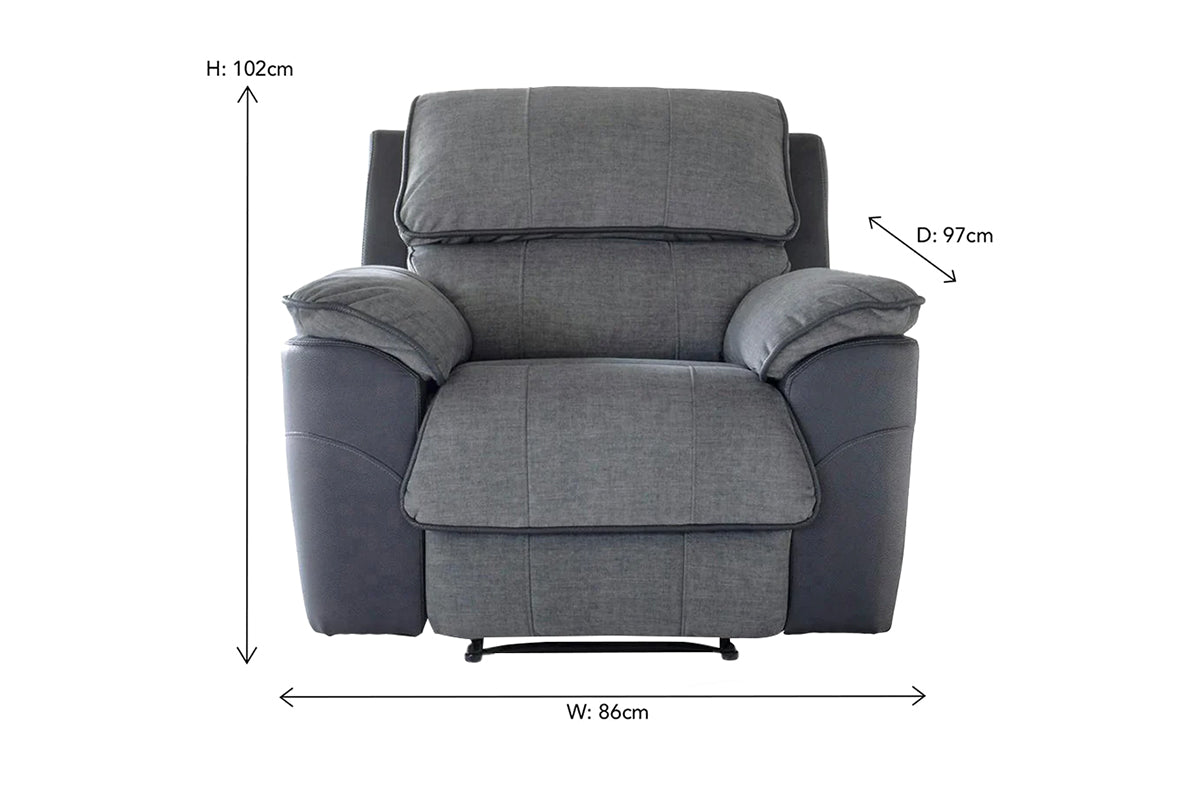 Potts Armchair | Manual Recliner | Fabric | Grey
