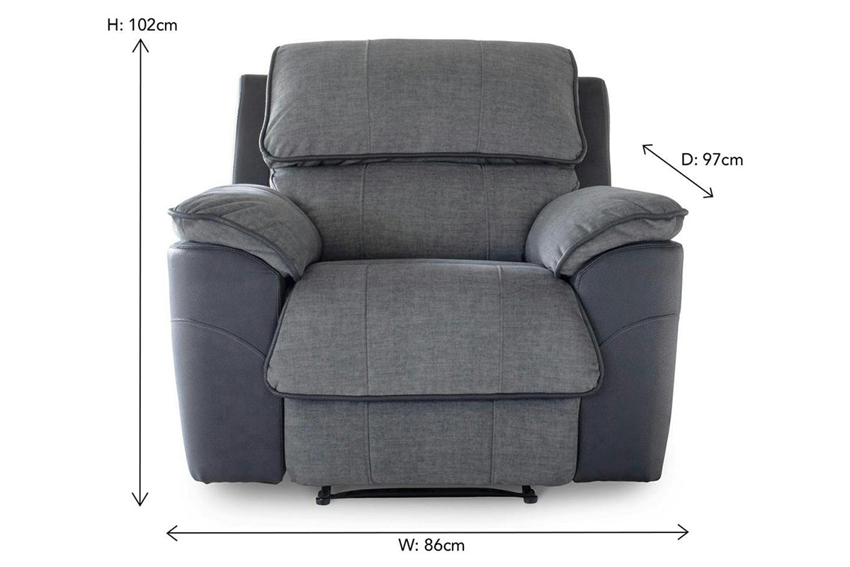 Potts Armchair | Manual Recliner | Fabric | Grey