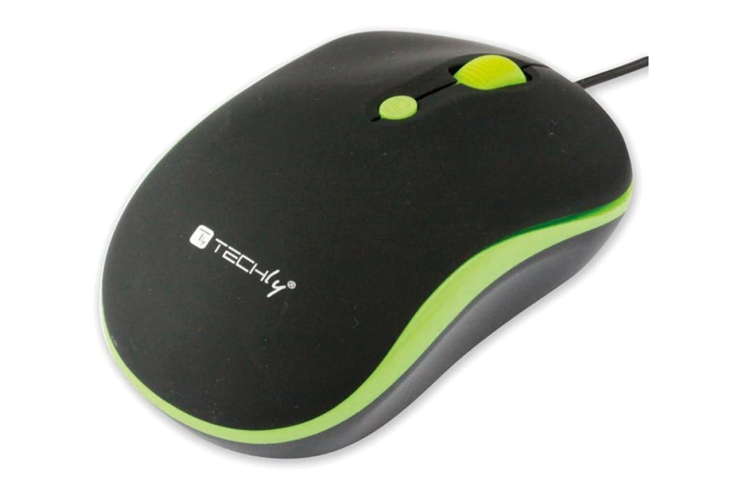 Techly Wired Optical USB Wired Mouse | Black/Green