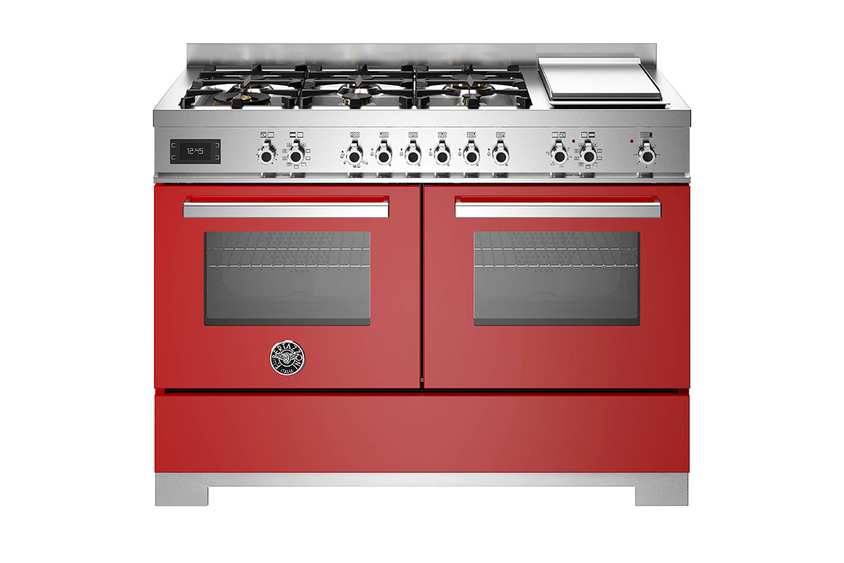 Bertazzoni Professional Series 120cm Dual Fuel Range Cooker | PRO126G2EROT2 | Red