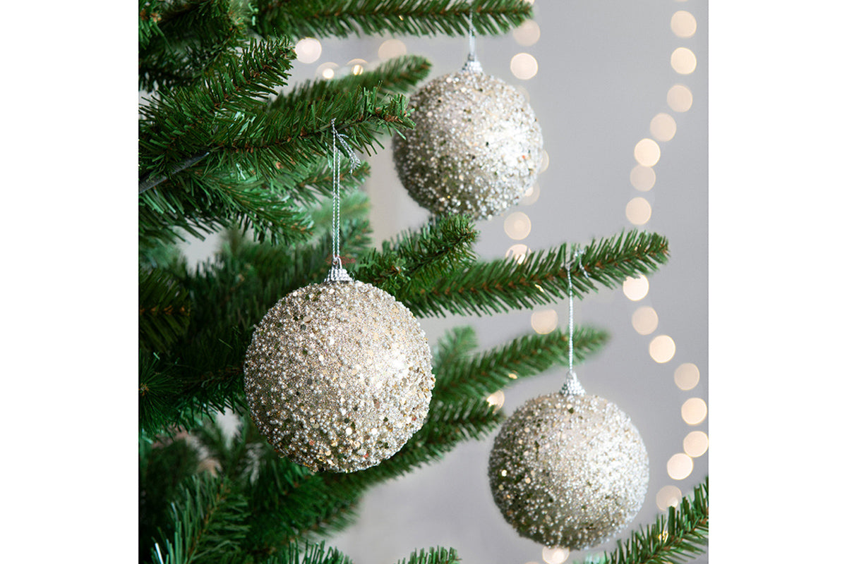Christmas Decoration | Shatterproof Baubles | 10cm | Champagne | Sold Individually