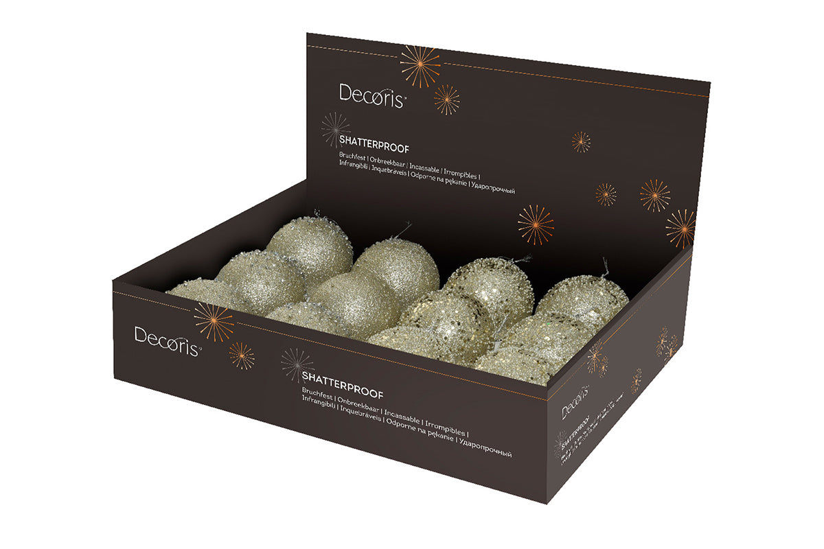 Christmas Decoration | Shatterproof Baubles | 10cm | Champagne | Sold Individually