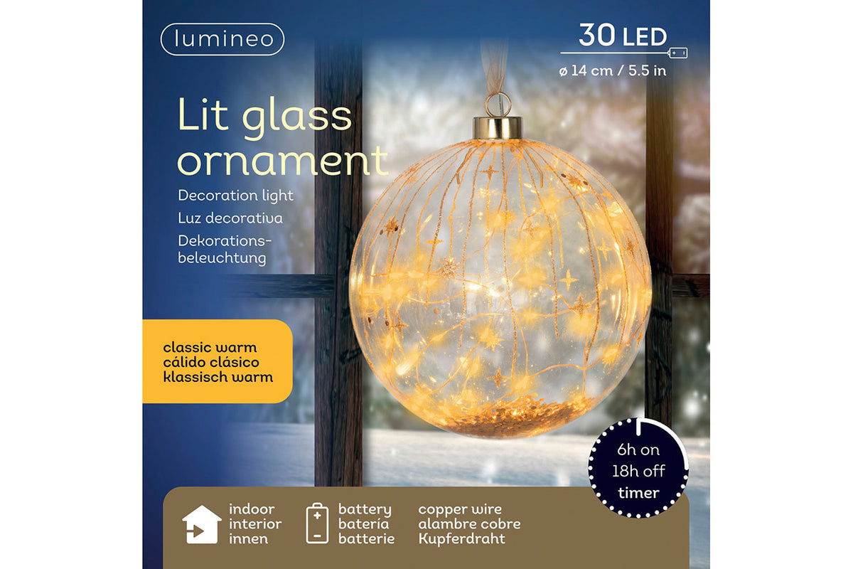 Christmas Decoration | Micro LED Ball Stripe Glitter | Multicolour | 14 cm-3