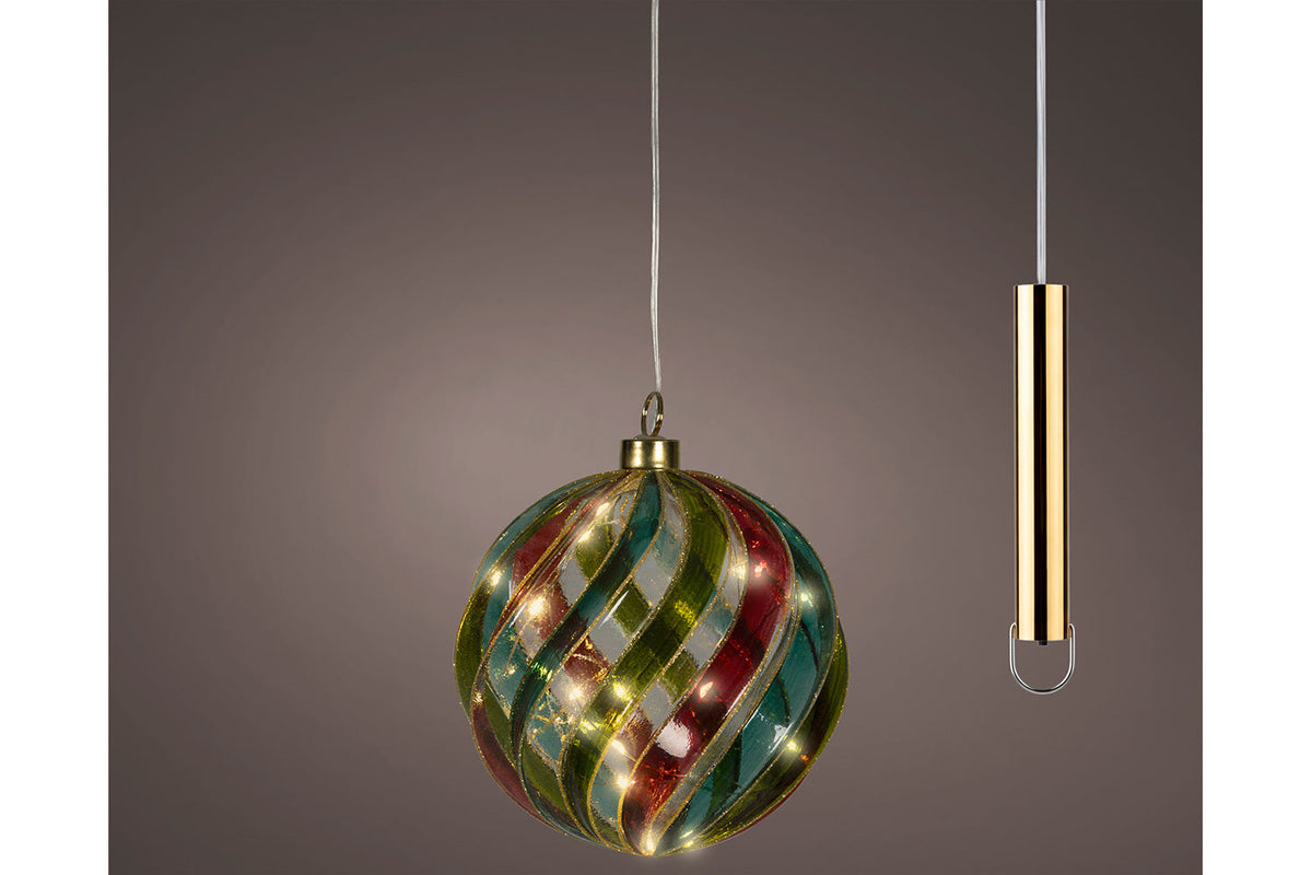 Christmas Decoration | Micro LED Ball Stripe Glitter | Multicolour | 14 cm-2