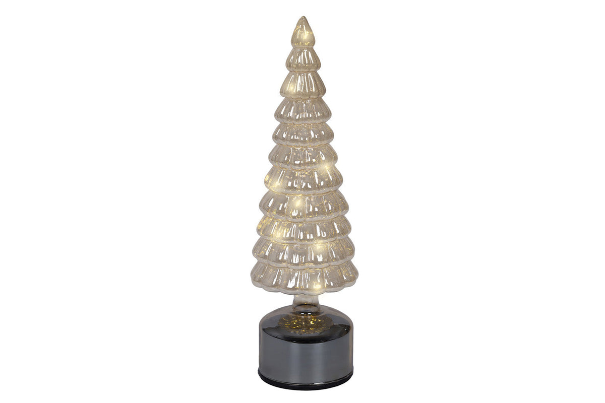 Christmas Decoration | LED Rotate Glass Christmas Tree | Amber | 34 cm
