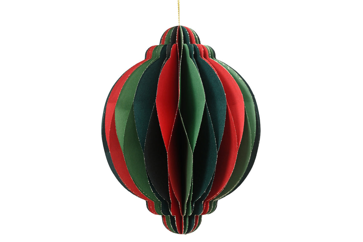 Christmas Decoration | Onion Paper Bauble | Multicolour | 15 cm