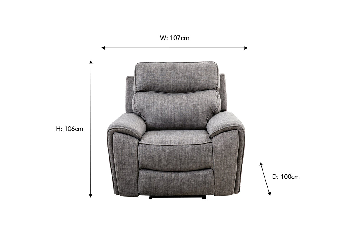 Mila Armchair | Power Recliner | Fabric | Grey