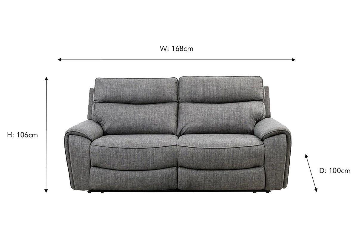 Mila 2 Seater Sofa | Power Recliner | Fabric | Grey