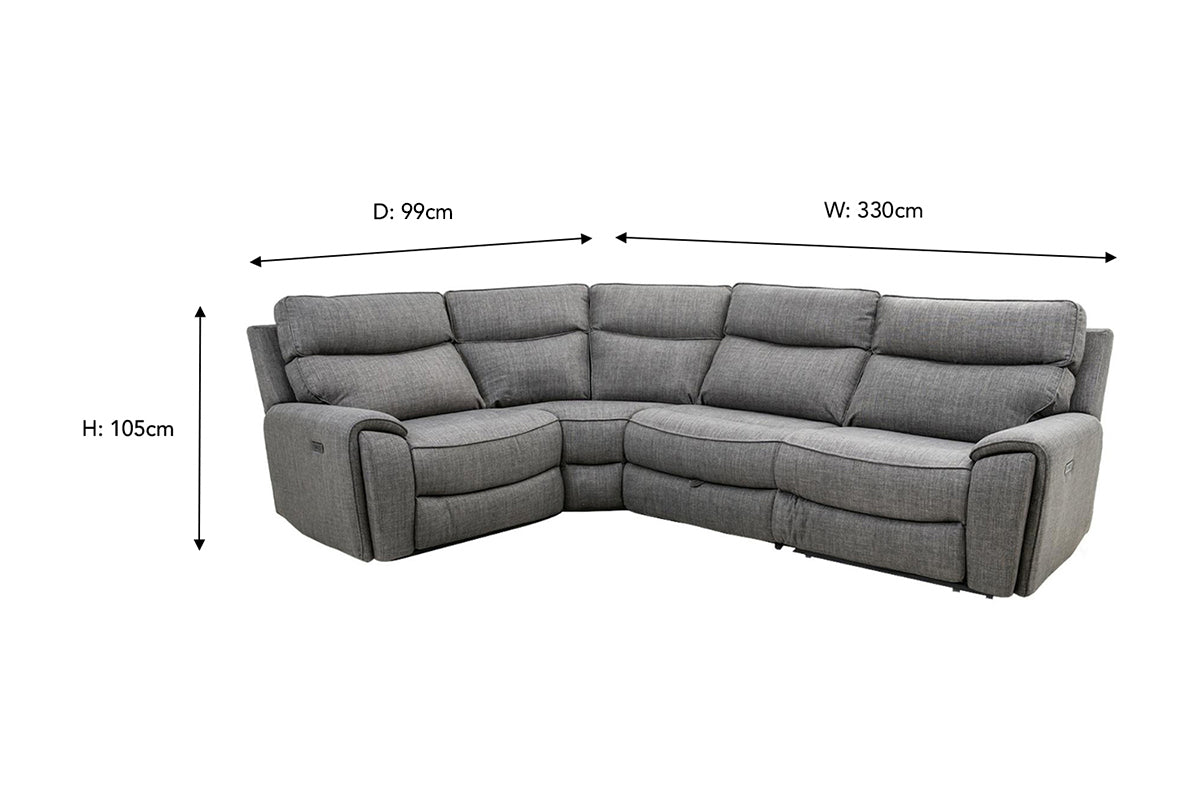 Mila Corner Sofa | Power Recliner | Small | Grey