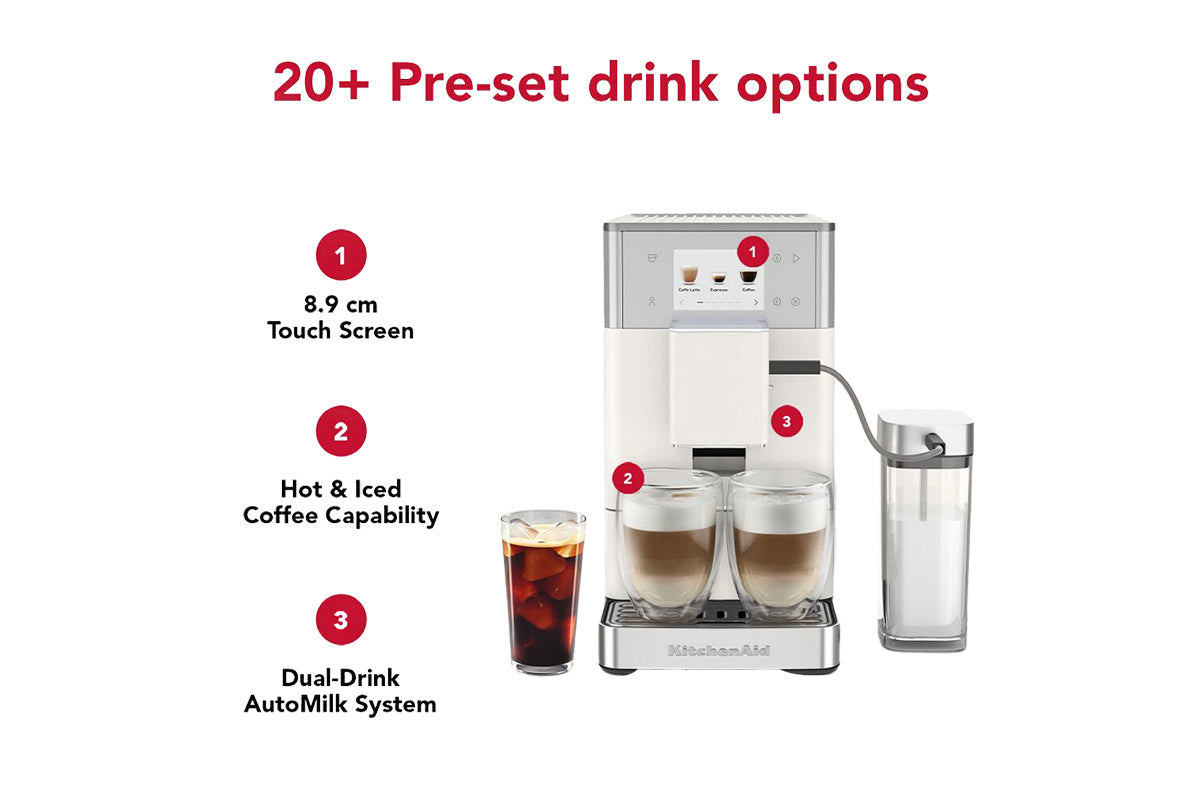 KitchenAid KF4 Fully Automatic Espresso Coffee Machine | 5KES8454BPL | Porcelain White-4