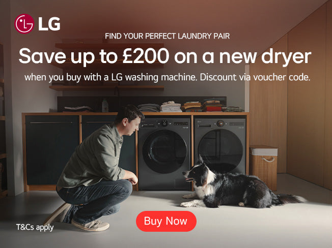 Save up to £200 on a new LG dryer when bought with a washing machine.