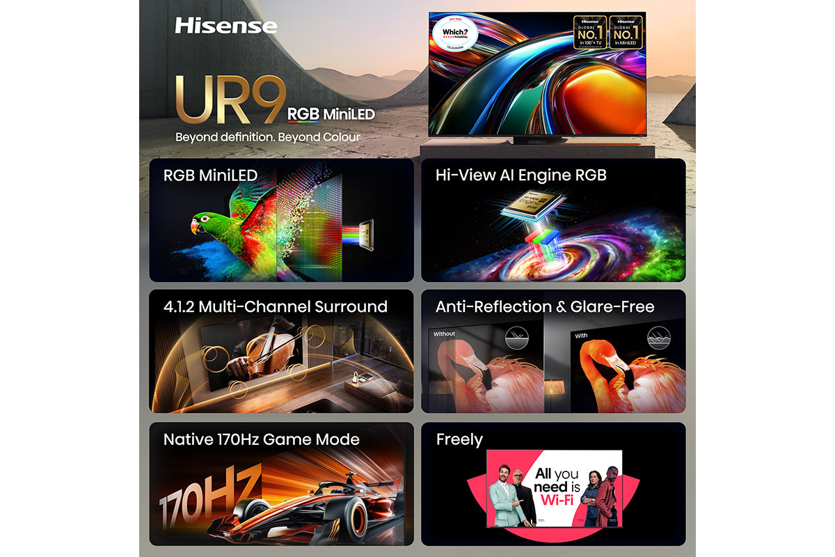 Hisense 65" RGB MiniLED UR9S 4K Smart TV 2026 | 65UR9STUK-4