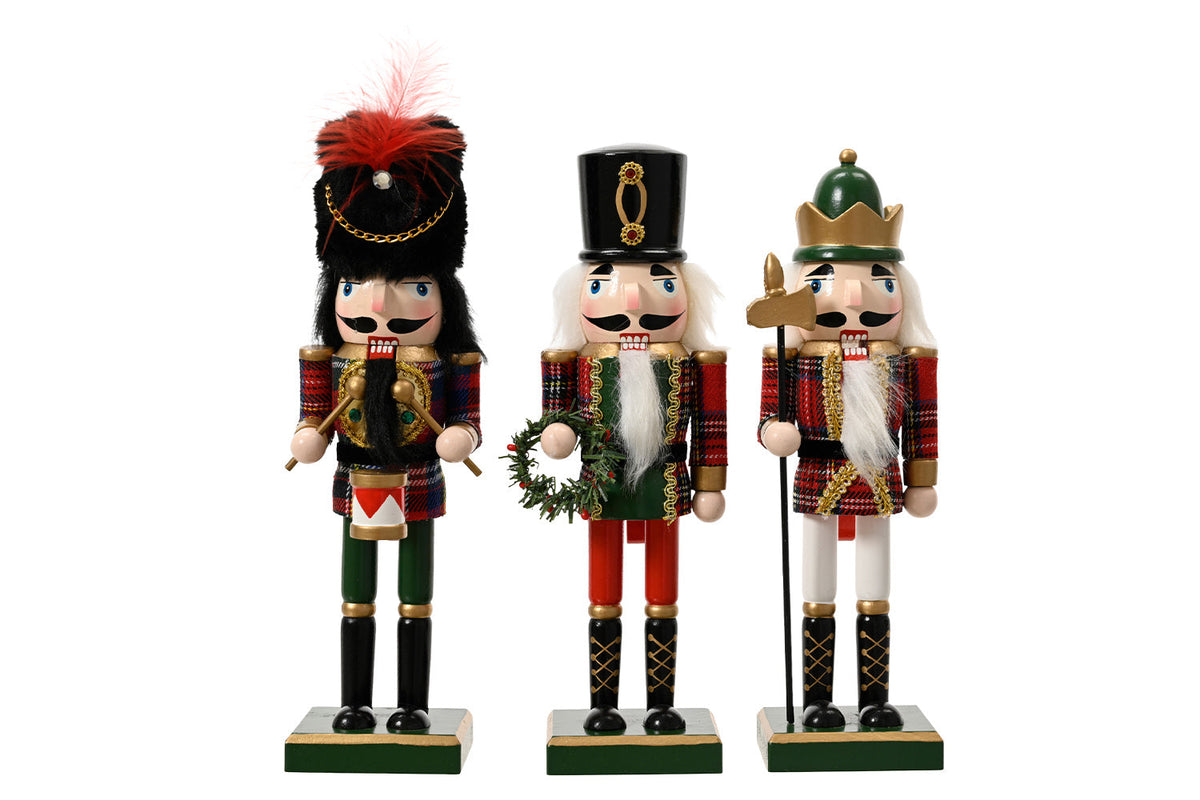 Christmas Decoration | Nutcracker 3 Assorted Check | Multicolour | 25 cm