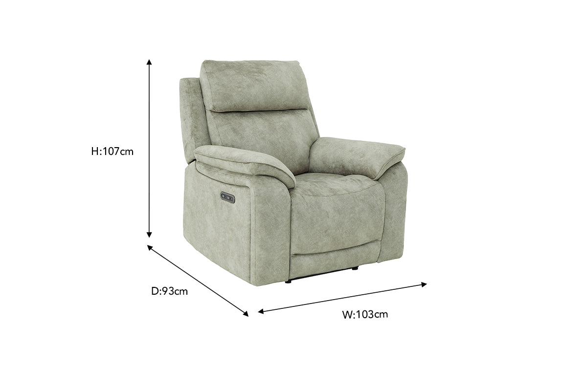 Quinn Armchair | Power Recliner | Leather | Marble Charcoal Grey