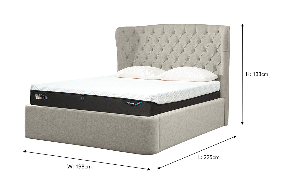 Tempur | Holcot Ottoman Bed Frame | Super King | 6ft | Pebble