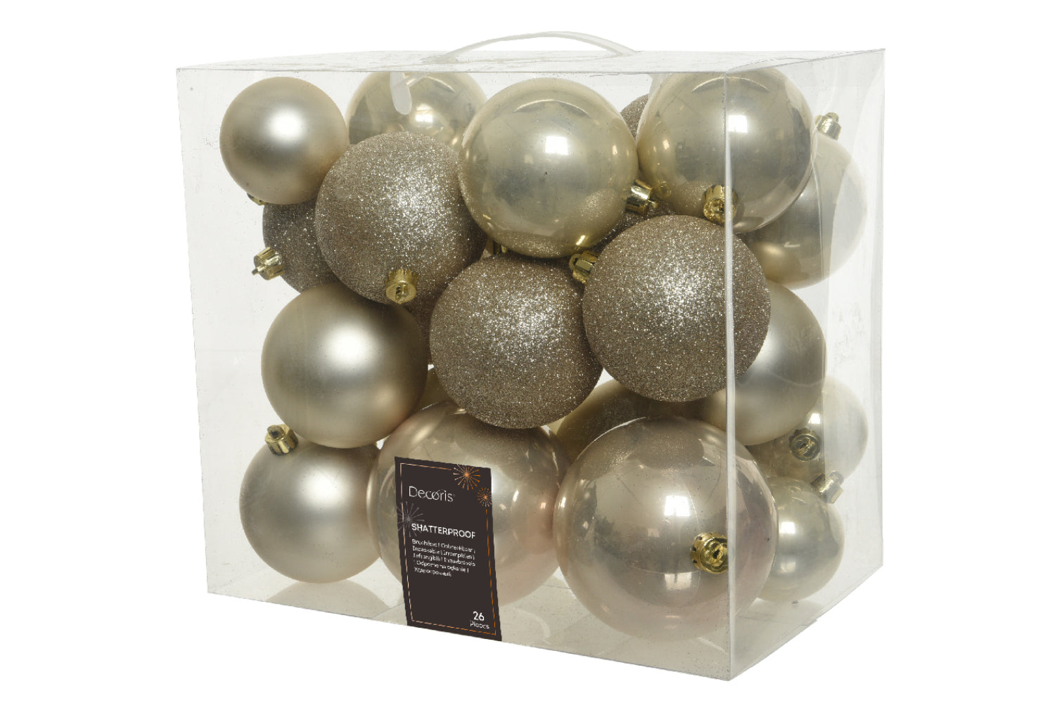 Christmas Decoration | Shatterproof Baubles | Pearl | 26 Pack