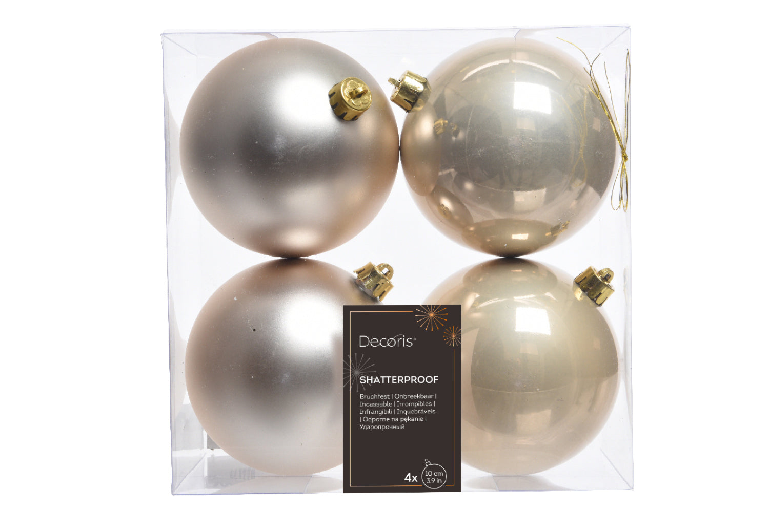 Christmas Decoration | Shatterproof Baubles | 10cm | Pearl | 4 Pack
