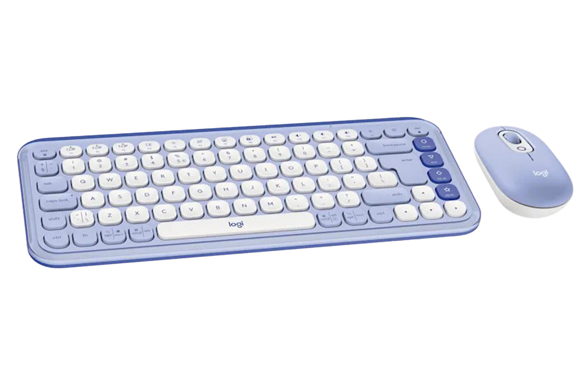 Logitech POP Icon Combo Keyboard and Mouse | Lilac & Off White