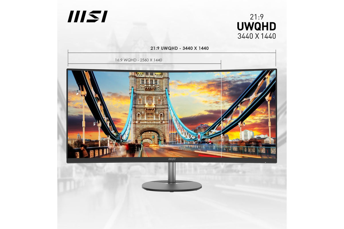 MSI PRO MP341CQ 34" WQHD 100Hz AMD Freesync Curved Gaming Monitor with Built-in Speakers-2