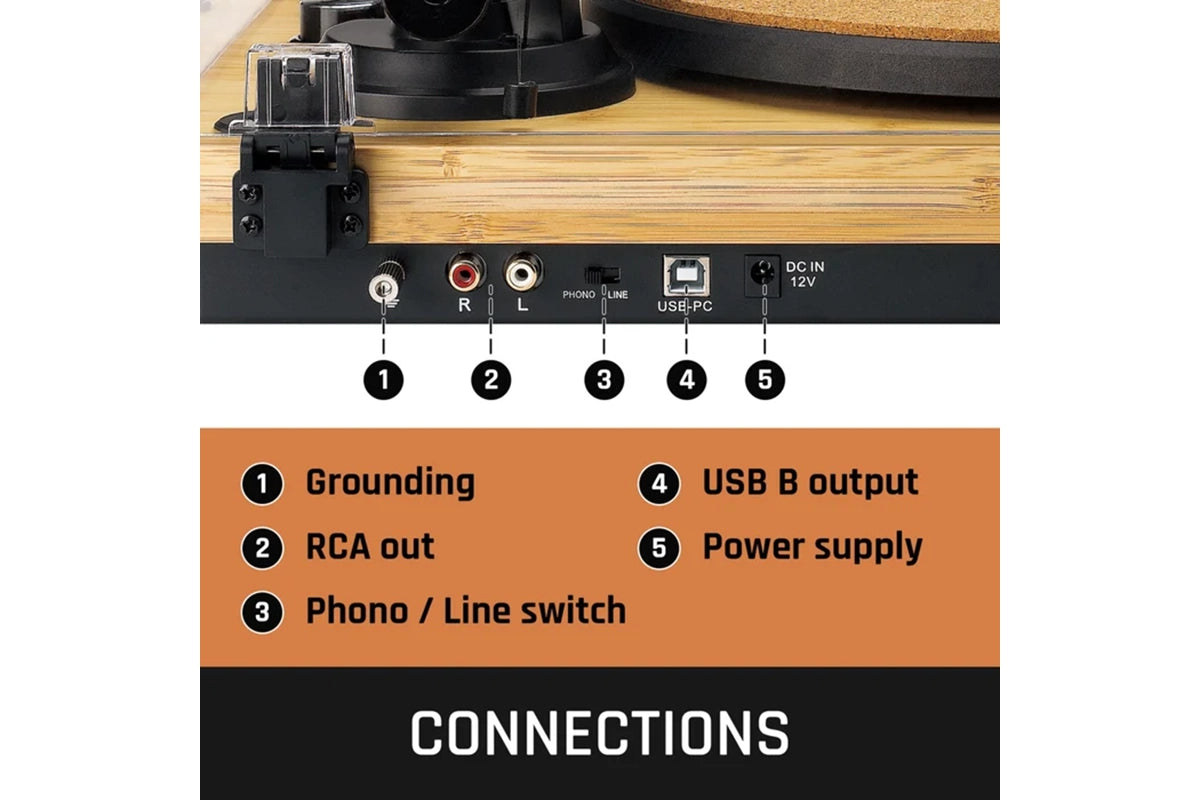 Lenco LBT-335BA  Bluetooth Turntable | Bamboo | Ortofon Cartridge-30