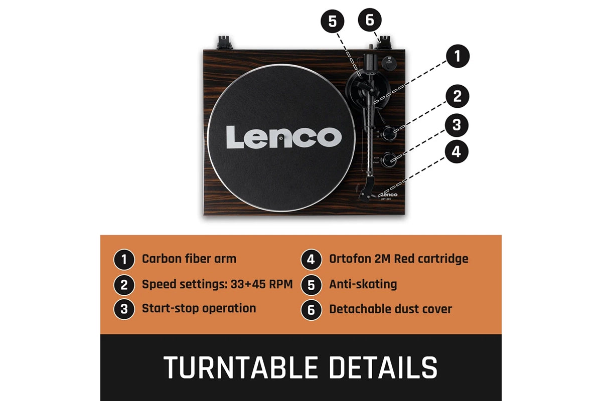 Lenco Lbt-345WA Bluetooth Turntable | Vinyl Player | Ortofon Cartridge | Walnut-28