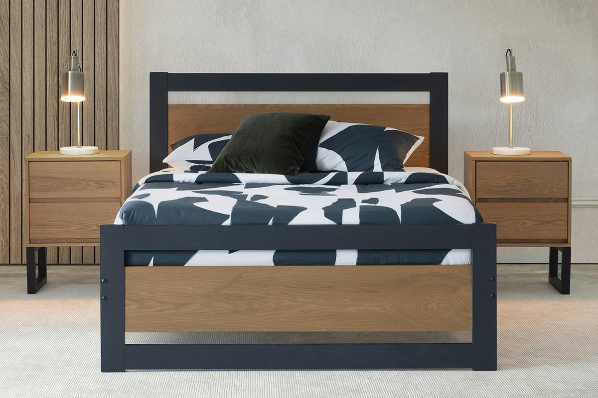 Alexis Bed Frame | Small Double | 4ft | Ash Charcoal & Wood