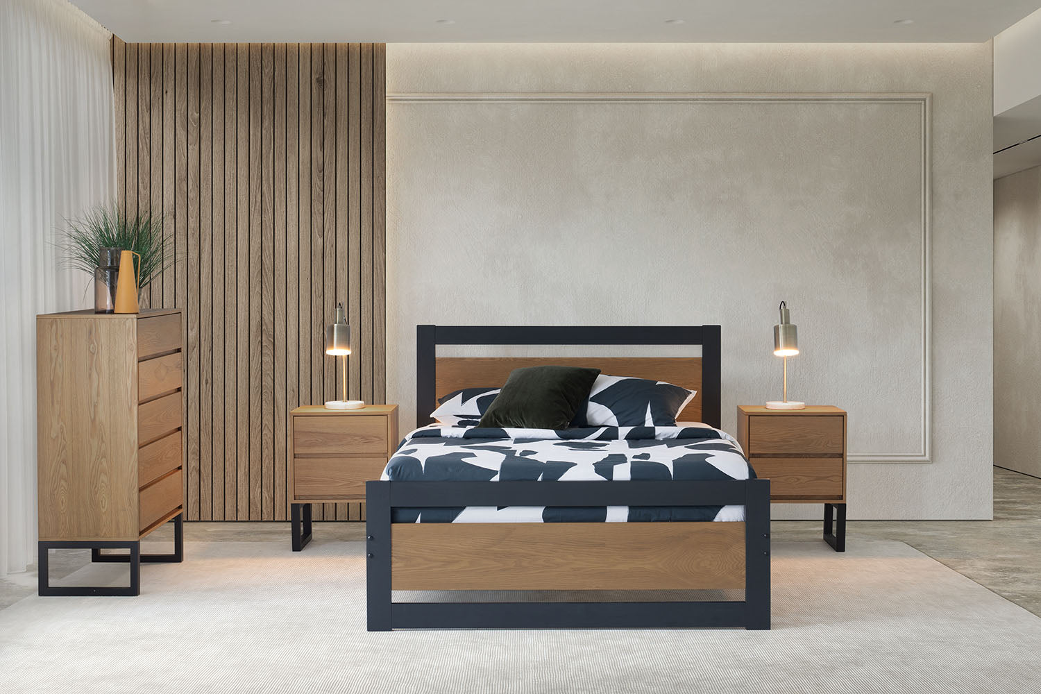 Alexis Bed Frame | Small Double | 4ft | Ash Charcoal & Wood
