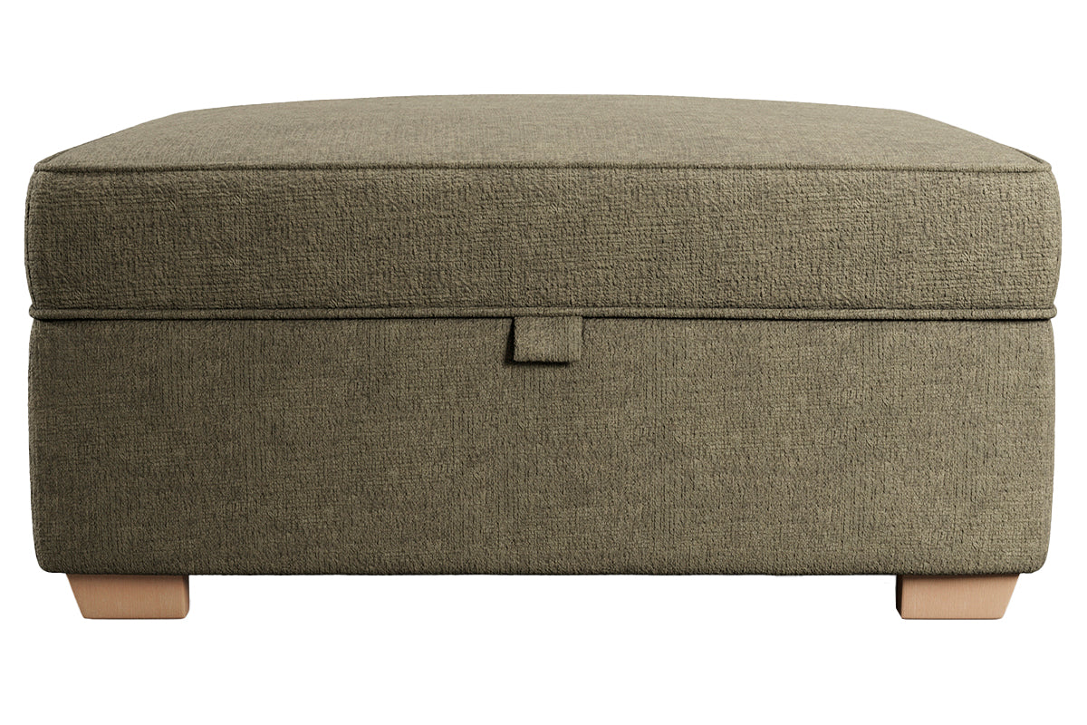 Amie Square Footstool | Storage | Fabric | Olive