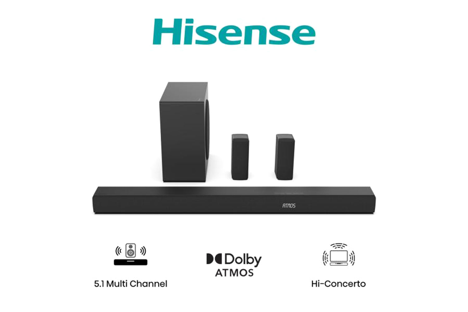 Hisense AX5100Q 5.1CH Wireless Subwoofer Soundbar | Black