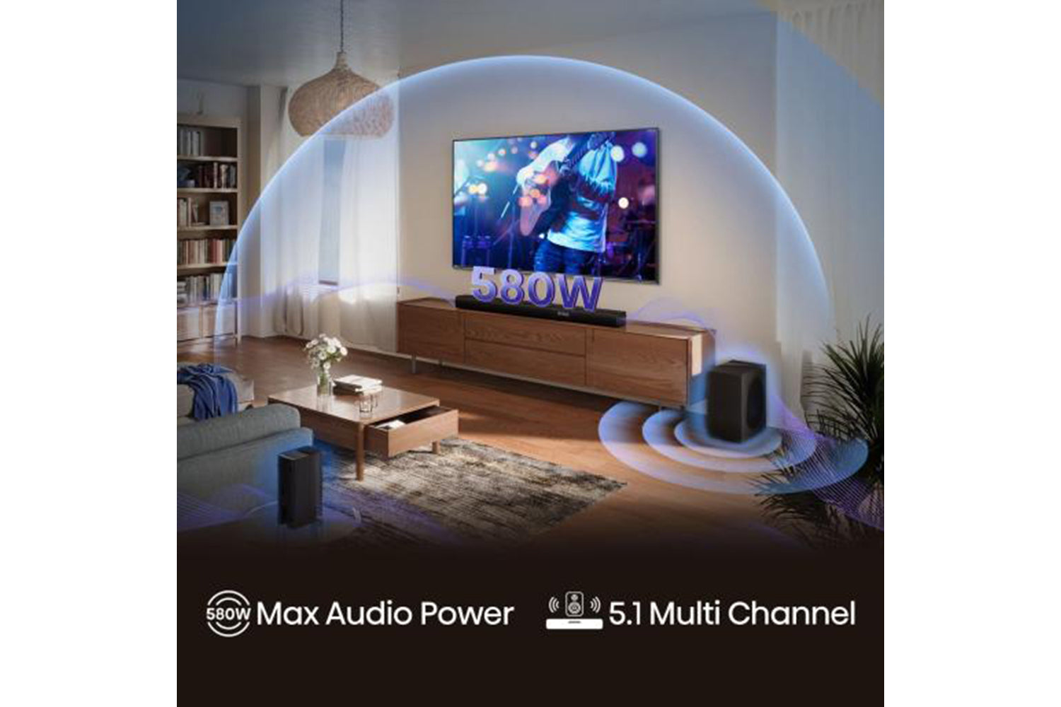 Hisense AX5100Q 5.1CH Wireless Subwoofer Soundbar | Black