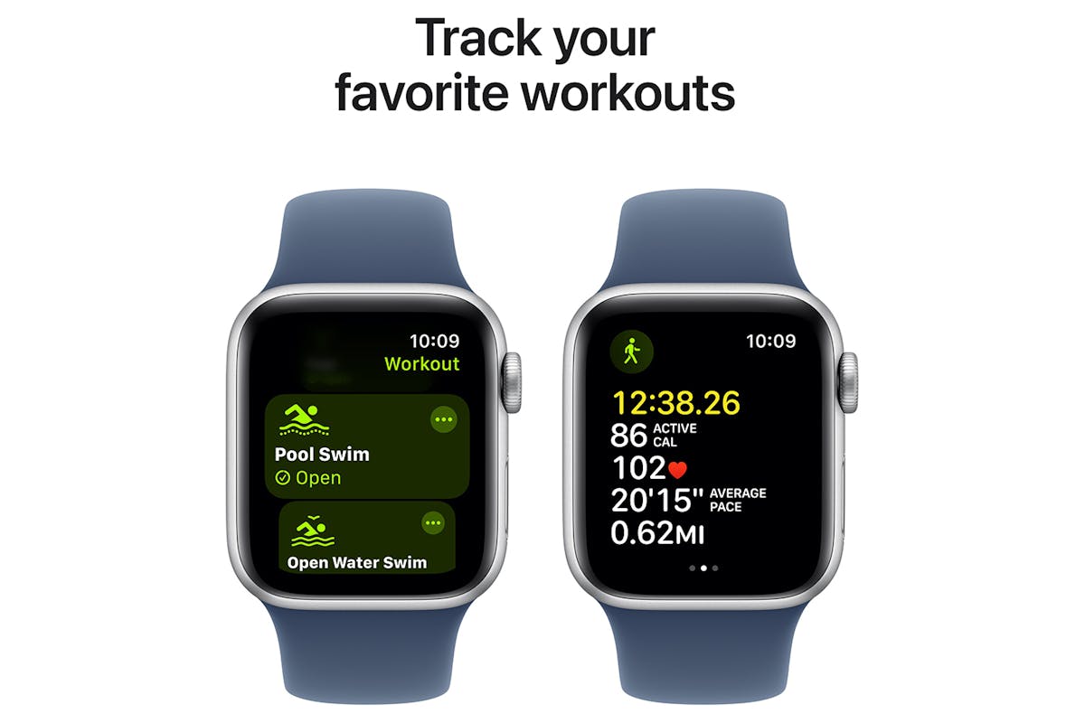 Apple Watch SE GPS Cellular 40mm Silver Aluminium Case with Denim Sport Band S M