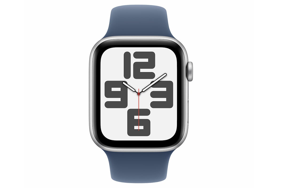 Apple Watch SE GPS Cellular 44mm Silver Aluminium Case with Denim Sport Band M L