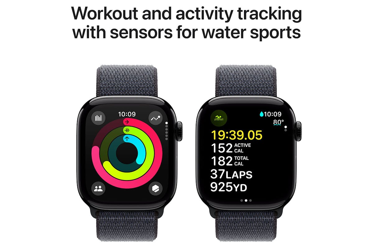 Apple Watch Series 10 GPS Cellular 42mm Jet Black Aluminium Case with Ink Sport Loop