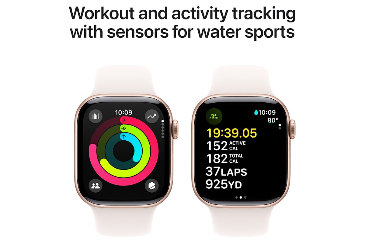Apple Watch Series 10 GPS Cellular 42mm Rose Gold Aluminium Case with Light Blush Sport Band S M