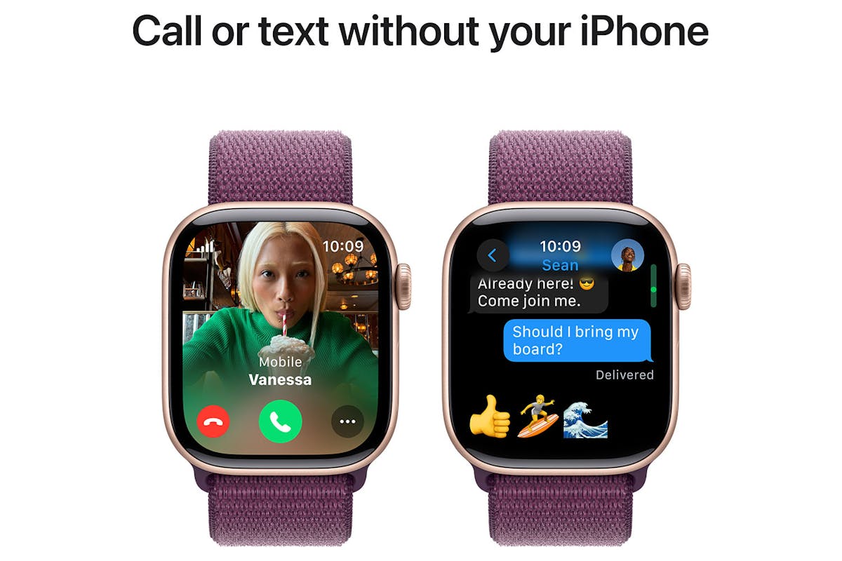 Apple Watch Series 10 GPS Cellular 42mm Rose Gold Aluminium Case with Plum Sport Loop