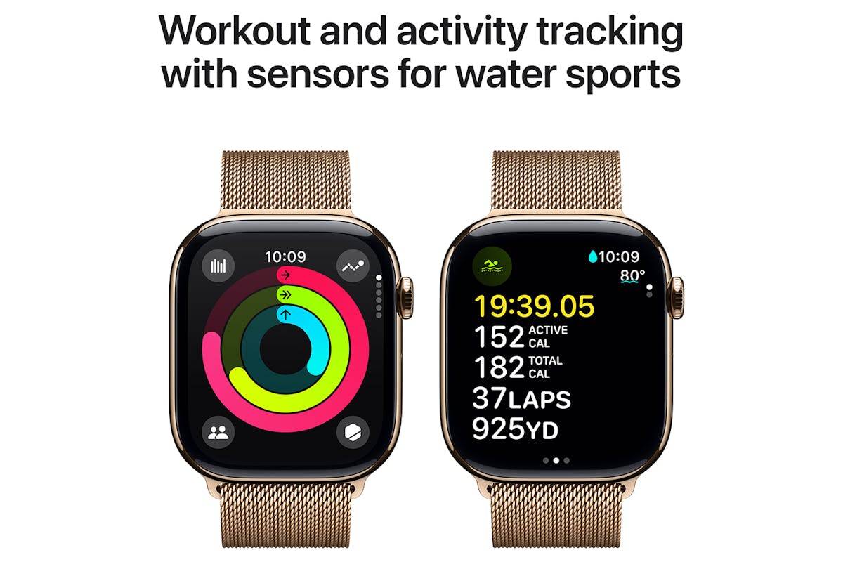Apple Watch Series 10 GPS Cellular 46mm Gold Titanium Case with Gold Milanese Loop M L