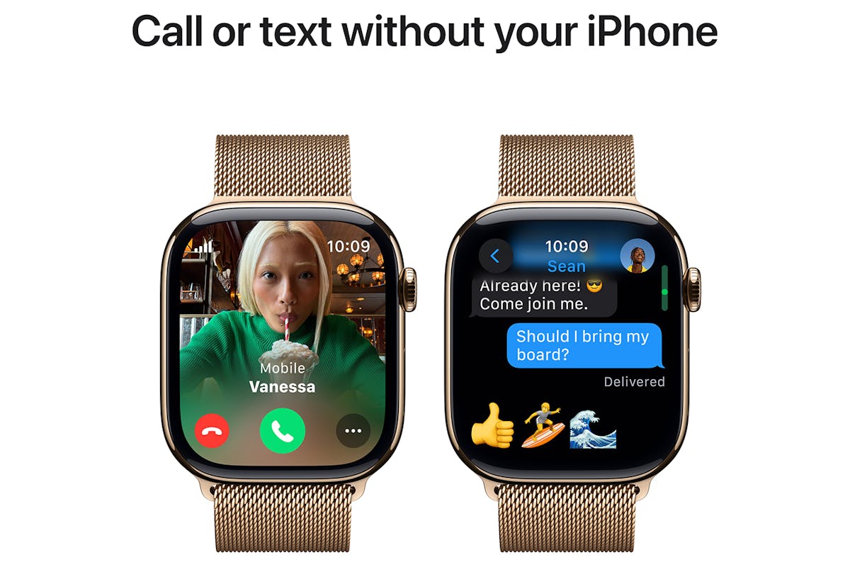 Apple Watch Series 10 GPS Cellular 46mm Gold Titanium Case with Gold Milanese Loop M L