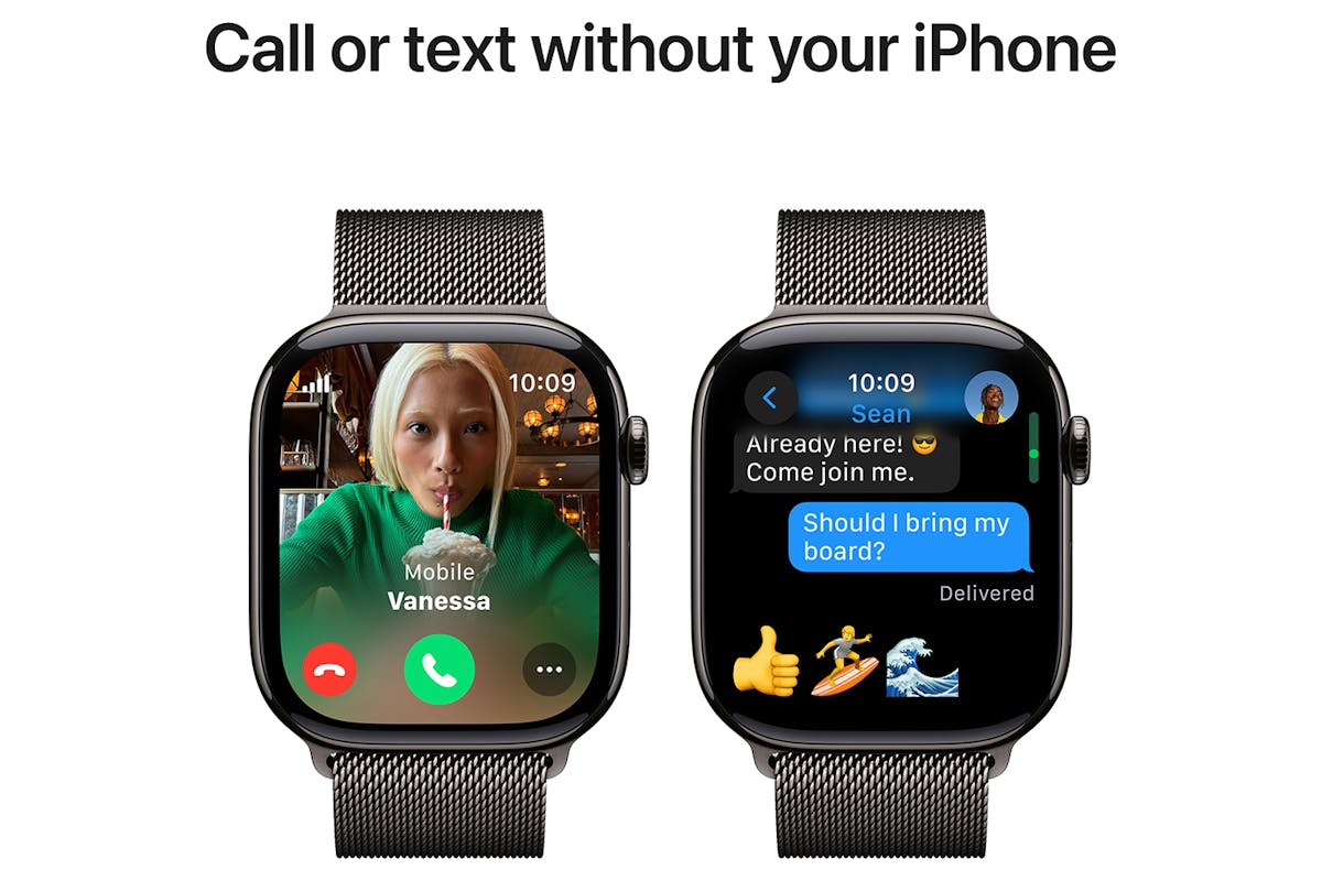 Apple Watch Series 10 GPS Cellular 46mm Slate Titanium Case with Slate Milanese Loop S M