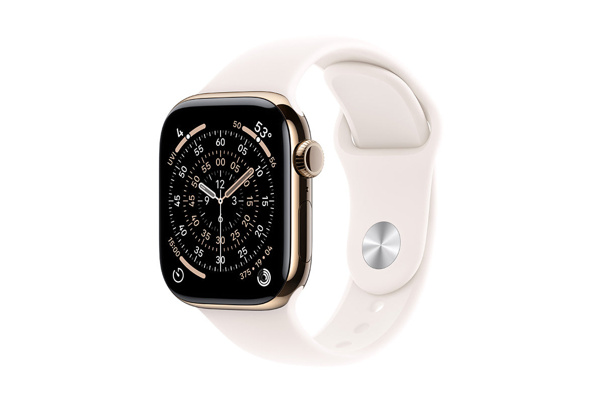 Apple Watch Series 11 | 42mm | GPS + Cellular | Gold Titanium Case with Light Blush Sport Band S/M
